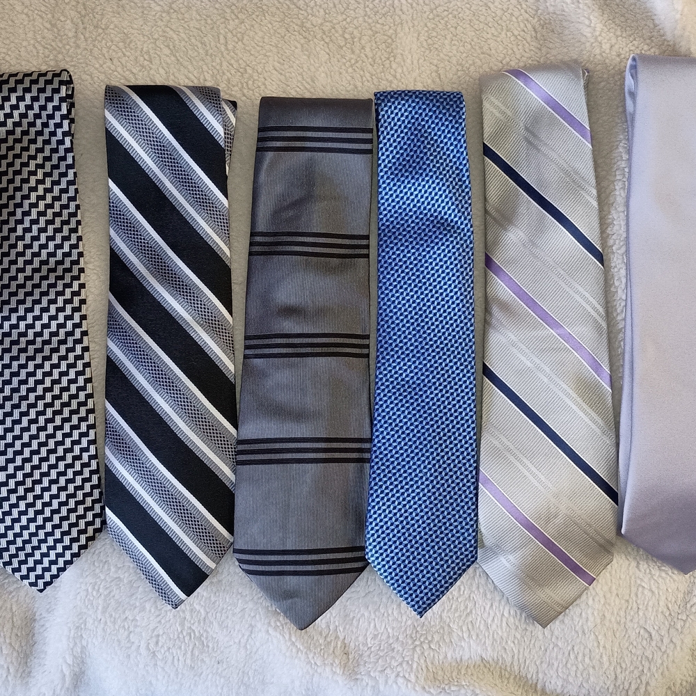 Elegant Men's Tie Set - Black, Gray, Blue, Purple